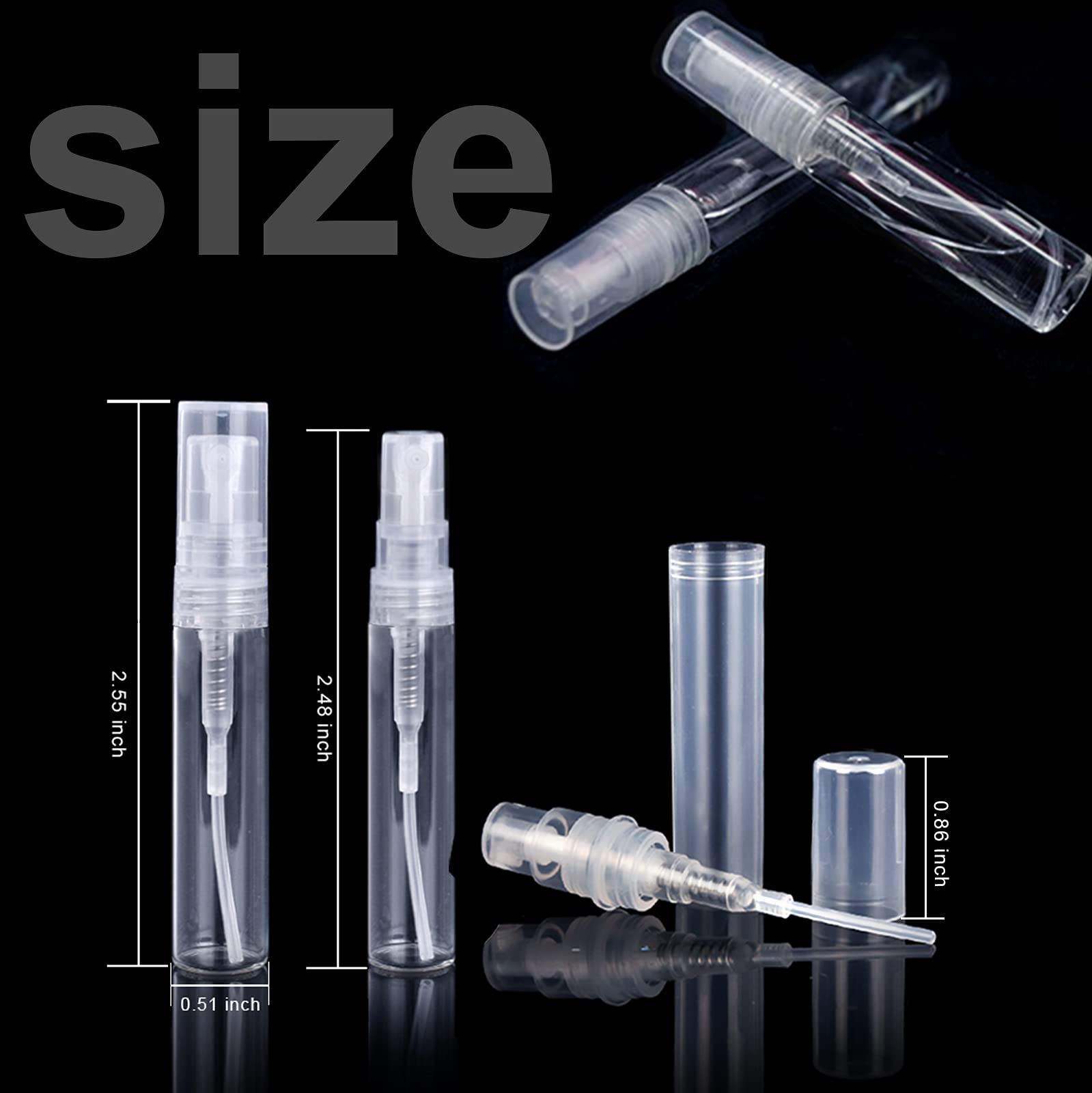 Fandamei 60 Pack 3ml Mini Clear Plastic Spray Bottle Empty Cute Perfume Atomizer for Cleaning  Travel  Essential Oils  Perfume.