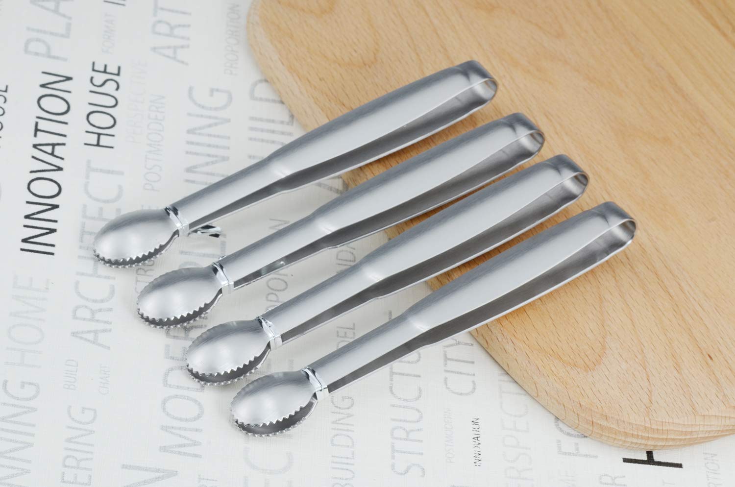 Hinmay Mini Appetizers Tongs Serving Tongs 5-3/4 Inch Small Sugar Cube Ice Tongs, Set Of 4