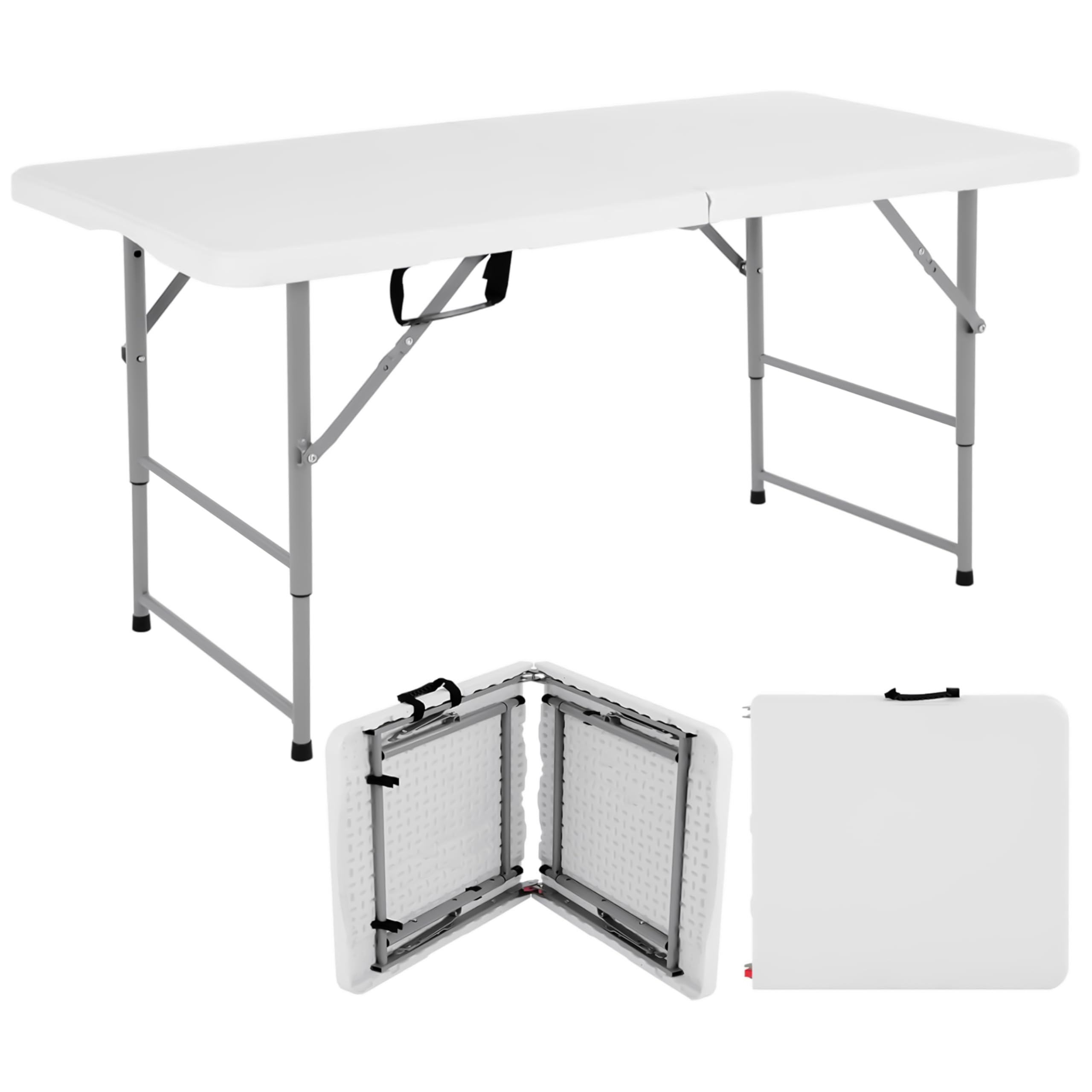 Livzing 4 Ft Length|Height Adjustable Plastic Folding Picnic Table With Metal Frame|Sturdy Portable 100Kg Load Capacity|Foldable