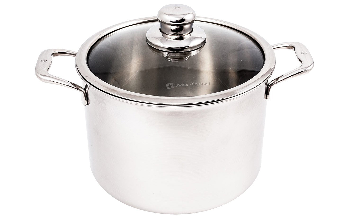 Swiss Diamond Premium Clad 5-Ply Stainless Steel 7.9 Quart Dutch Oven With Lid Included And Satin Exterior Finish, 9.5 Inch Indu