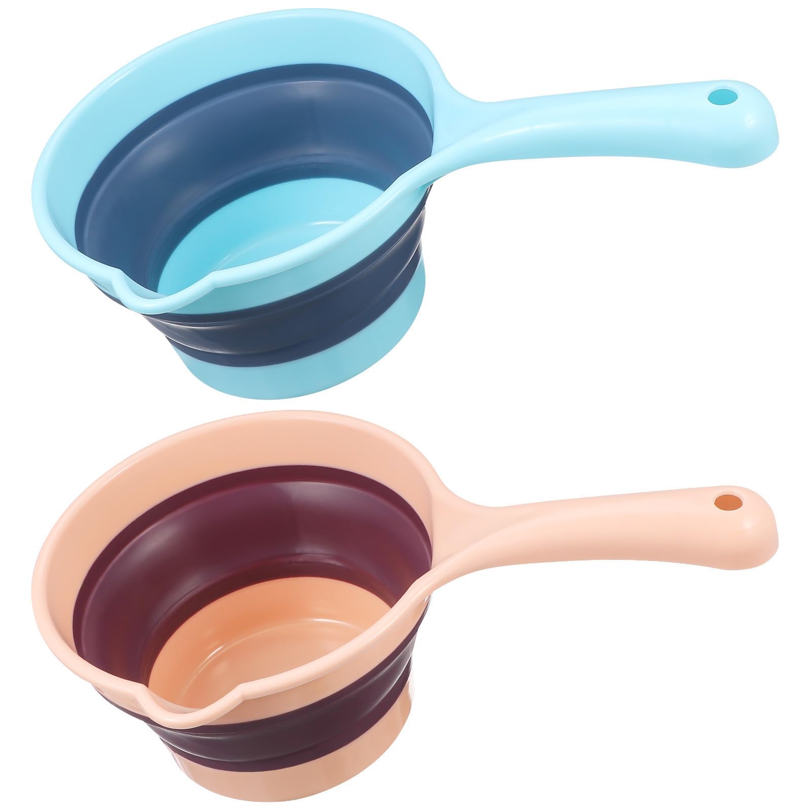 Foldable Plastic Water Ladle with Long Handle 2pcs for Kitchen Use