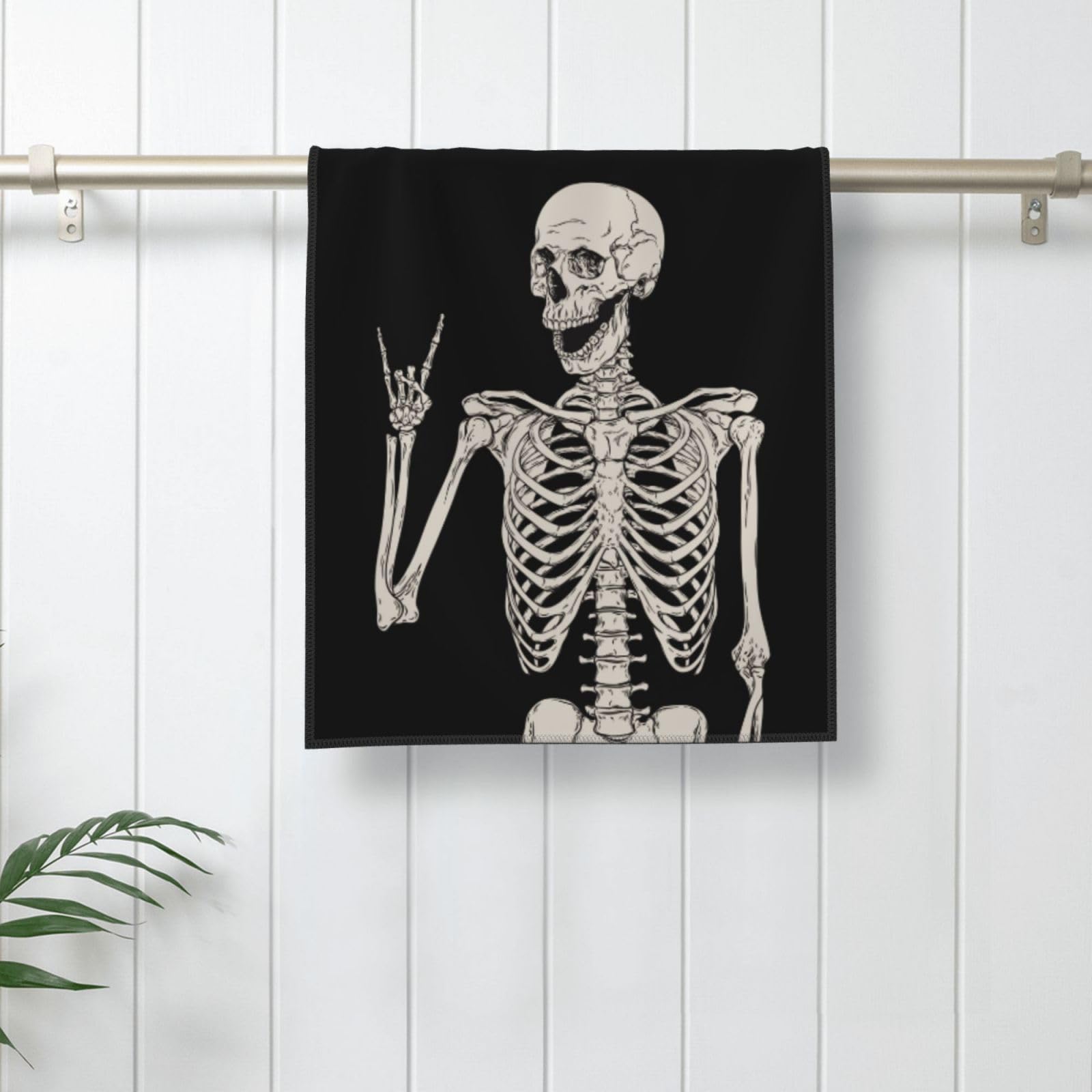 Dewoofly Rock And Roll Skeleton Hippie Skull Soft Fingertip Towels, Hand Towel, Dish Towel For Kitchen All Season 12 X 27.5 Inch