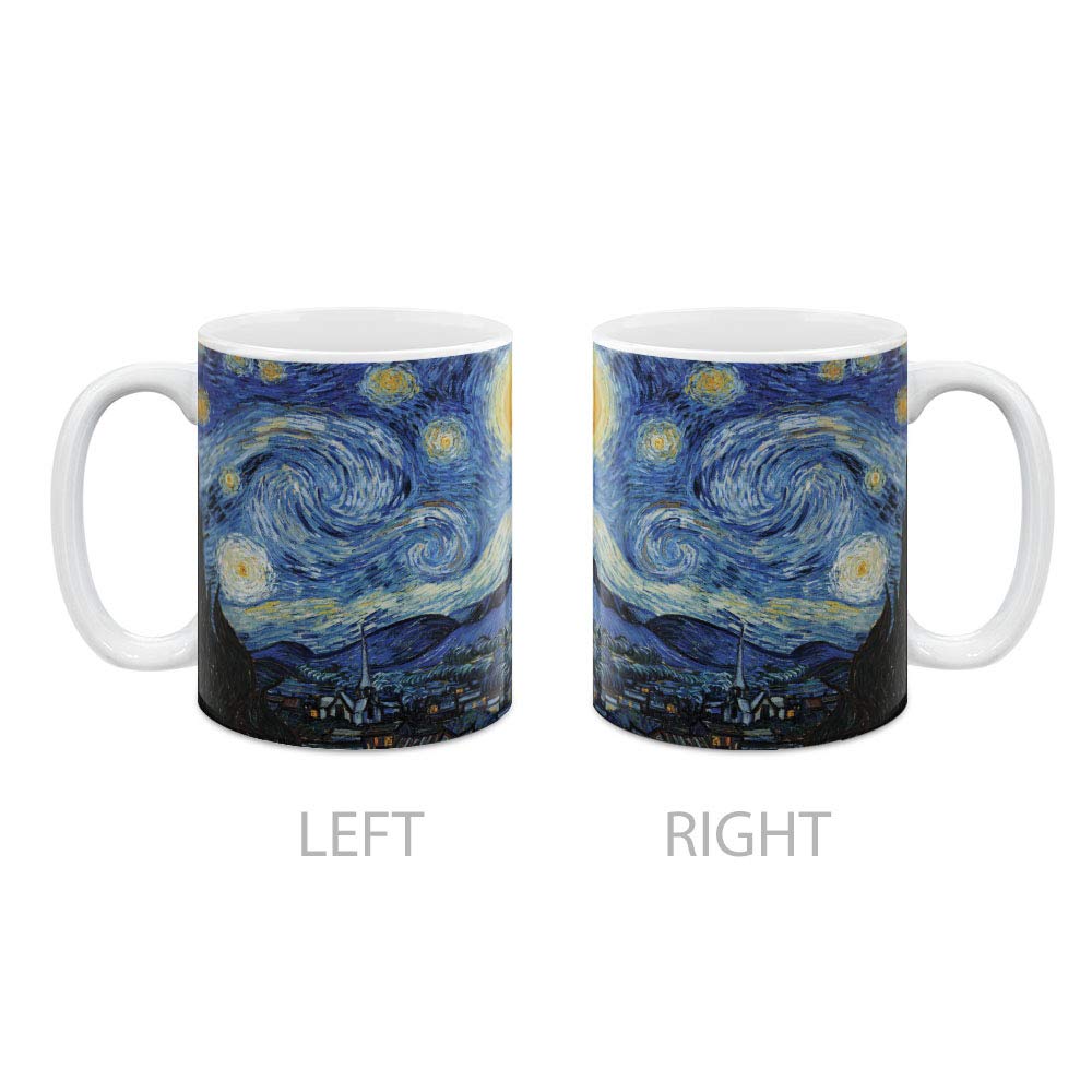 Mugbrew Classic Art The Starry Night Vincent Van Gogh Ceramic Coffee Mug Tea Cup, 11 Oz