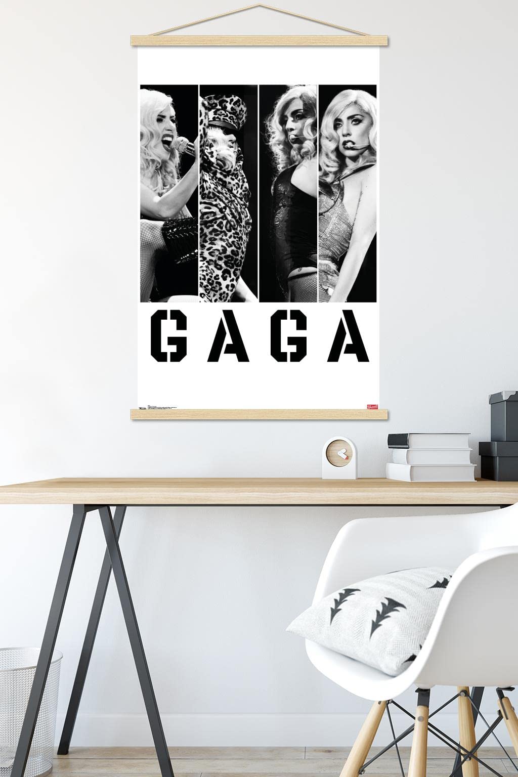 Trends International Lady Gaga - Photo Bars Wall Poster, 22.375'' X 34'', Premium Print And Beechwood Hanger Bundle