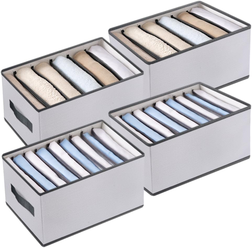 Jeyang Mulitple Compartments Foldable Jeans, TShirt, Pant Organizer; Clothing Storage Solution For Wardrobe Organization & Clot
