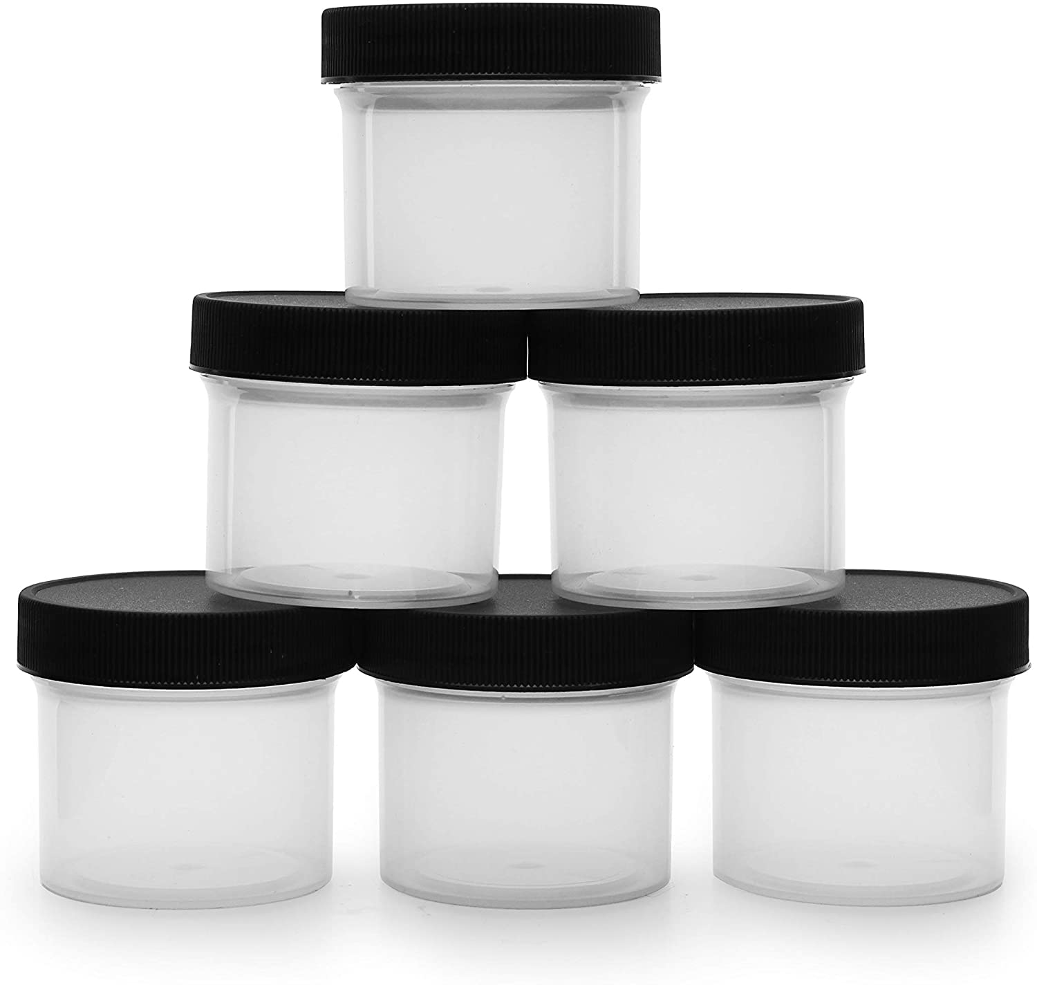Salad Dressing Condiment Containers (6-Pack); 2-Ounce To-Go Plastic Mini Food Storage Jars For Lunch Boxes; Carry Up To 4 Tables
