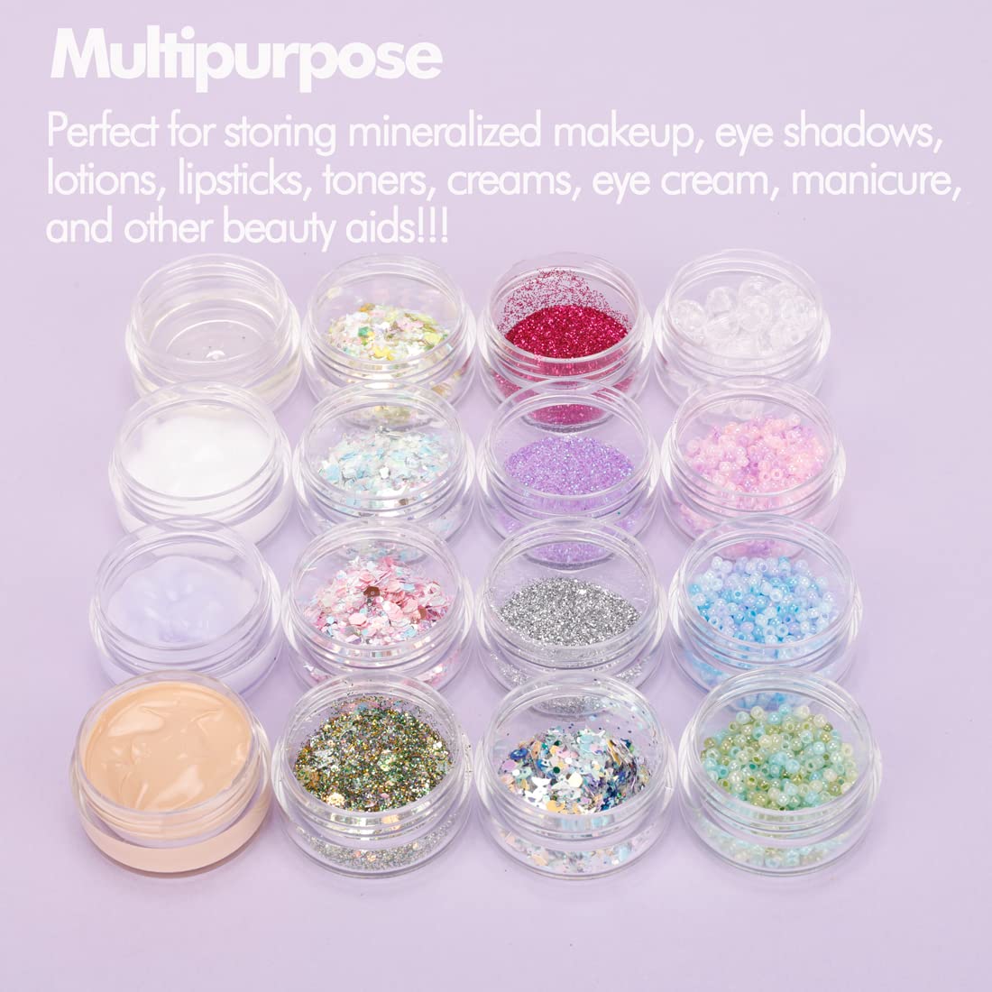 3 Gram Sample Containers With Lids, 50 Count Clear Sample Jars, Empty Lip Balm Containers, Mini Cosmetic Containers With Lids, M