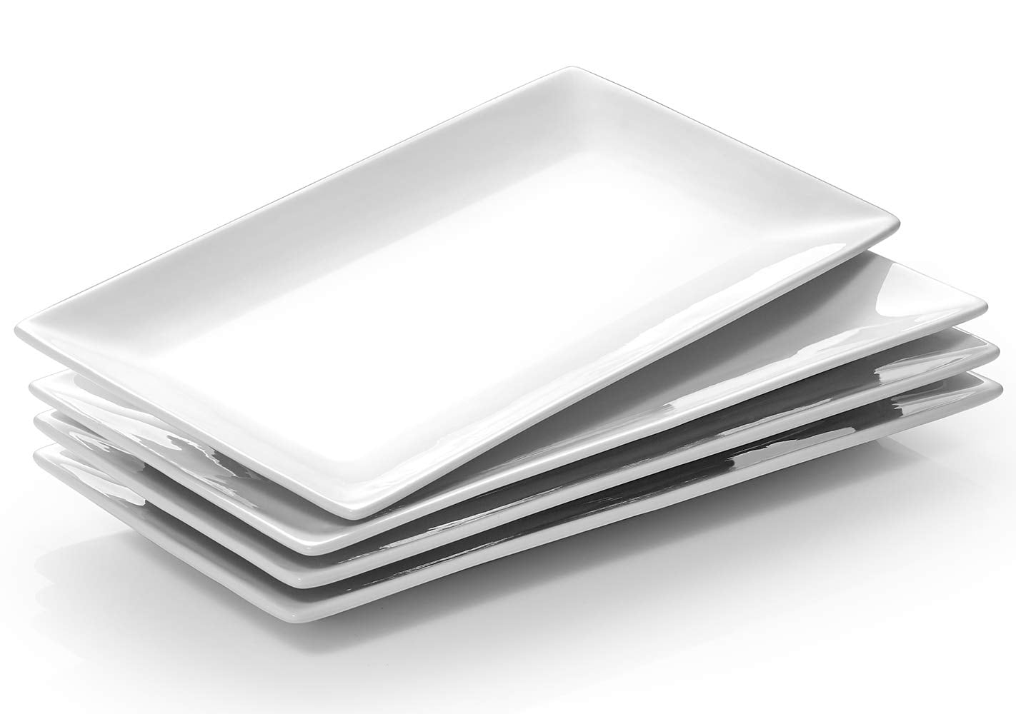 Dowan 12'' Rectangle Plates Set Of 4 - White Serving Platters For Party, Wedding, And Entertaining - Rectangular Serving Trays D