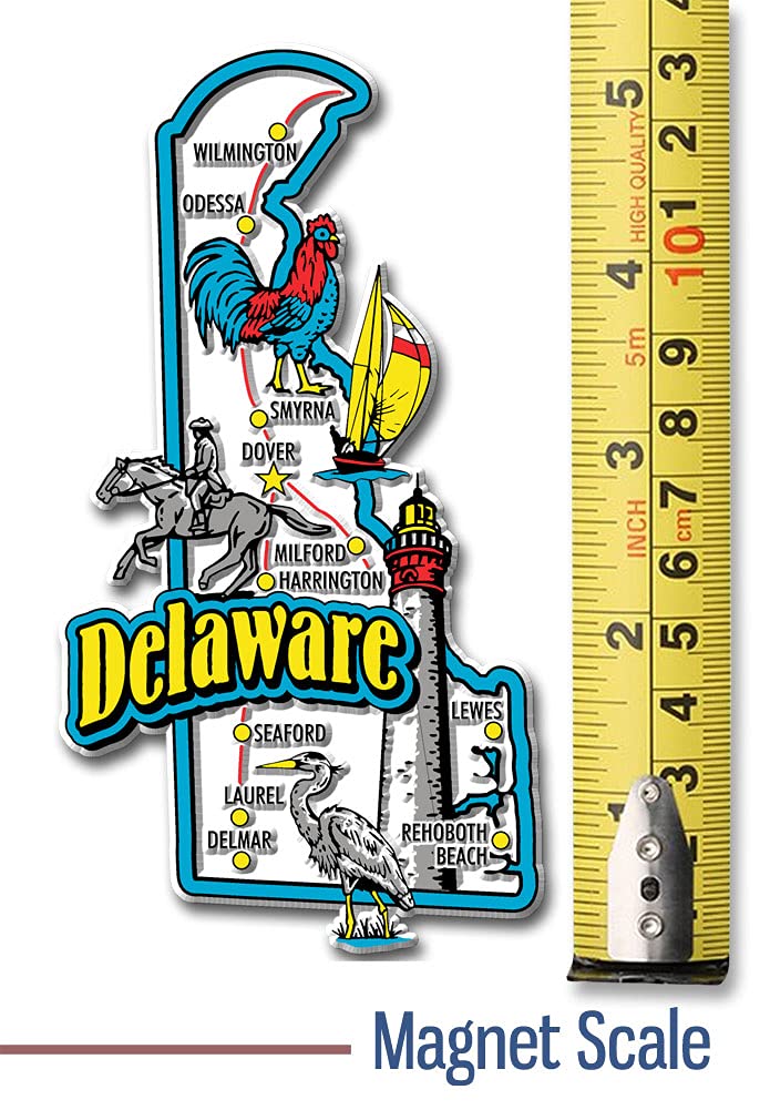 Delaware Jumbo State Magnet By Classic Magnets, 2.8'' X 5'', Collectible Souvenirs Made In The Usa