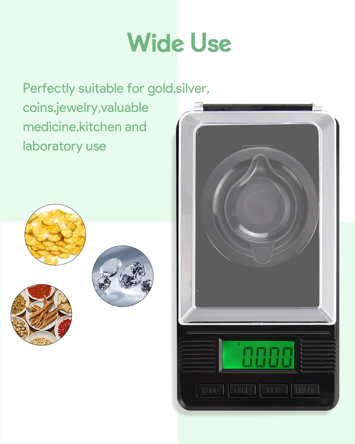 Milligram Scale (50G/ 0.001G) - Mg/Gram Scale, Precision Digital Pocket Kitchen Scale For Powder Medicine/Jewelry/Reloading/Herb