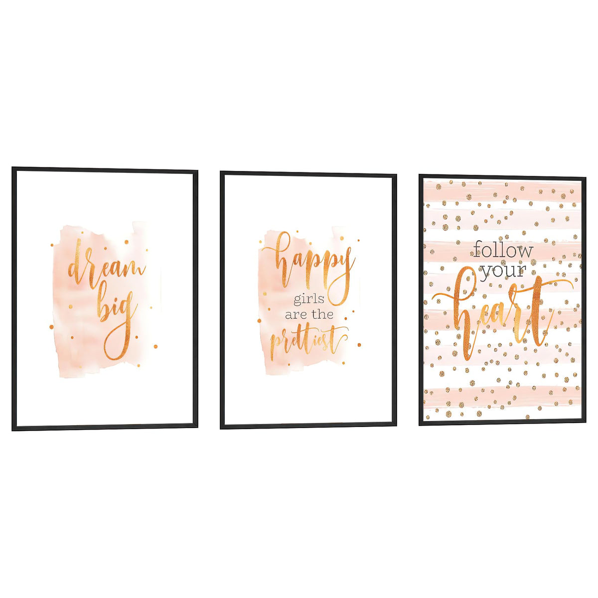 Set Of 3 Canvas Wall Art Pictures Poster Print Frames With Inspirational Positive Quotes For Teen Girls Room Decor Modern Nordic