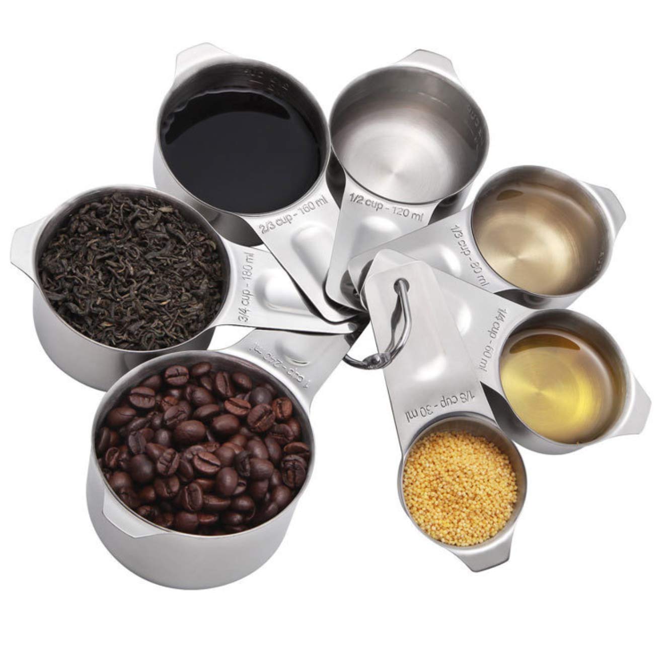 Measuring Cups,Stainless Steel Measuring Cup Food Grade Measuring Cup For Kitchen Cooking And Baking (Set Of 7)