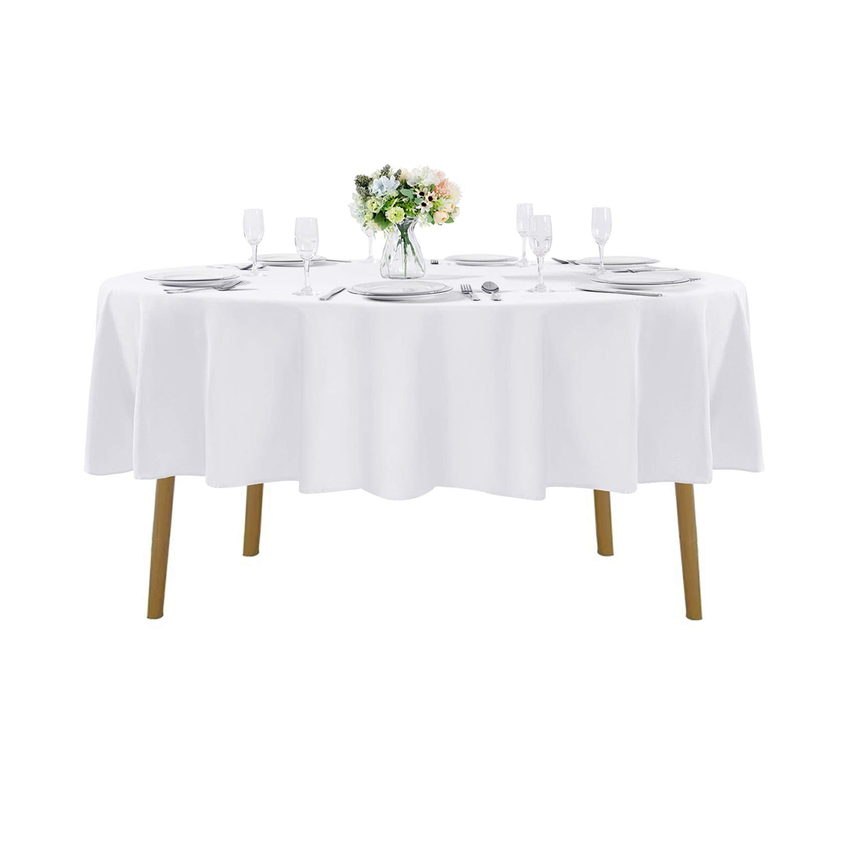 70 Inch Round Tablecloth Washable Polyester Table Cloth Decorative Table Cover For Wedding Party Dining Banquet(6 Pack 70 Inch,W