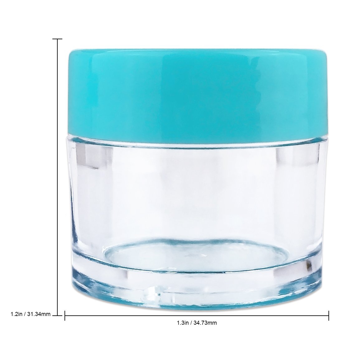 Beauticom 7 Gram / 7 Ml (Quantity: 24 Pieces) Thick Wall Round Leak Proof Clear Acrylic Jars With Teal Lids For Beauty, Cream, C