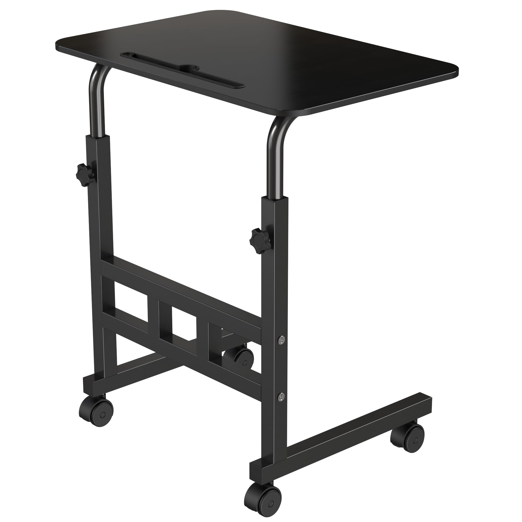 Amazon Brand  Umi Wooden Multipurpose Adjustable Height Adjustable Rolling Side Table With Wheels For Home, Study, Office And B