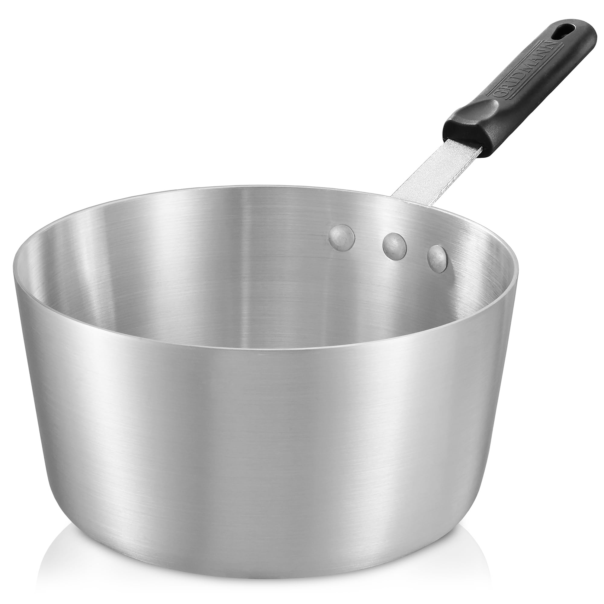 Gridmann 5.5-Quart Tapered Aluminum Sauce Pan With Silicone Handle, Nsf Listed Heavy Duty Professional Cookware
