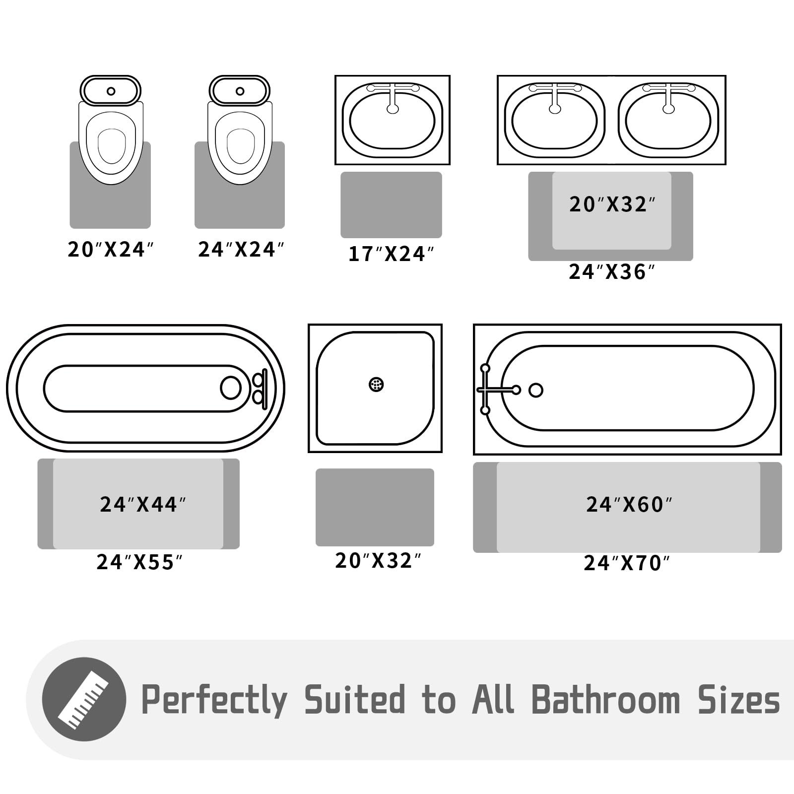 Yimobra Original Luxury Chenille Bath Mat  36.2 x 24 Inches  Soft Shaggy and Comfortable  Large Size  Super Absorbent and Thick  Non-Slip  Machine Washable  Perfect for Bathroom  Silver