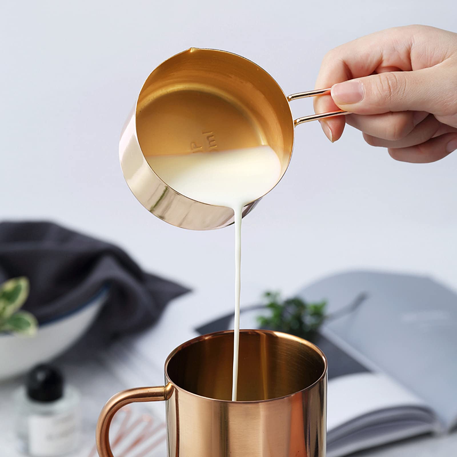 Lyfjxx Gold Measuring Cups And Spoons Set, 8 Pcs Metal Measuring Cups And Stainless Steel Measuring Spoons Set For Kitchen