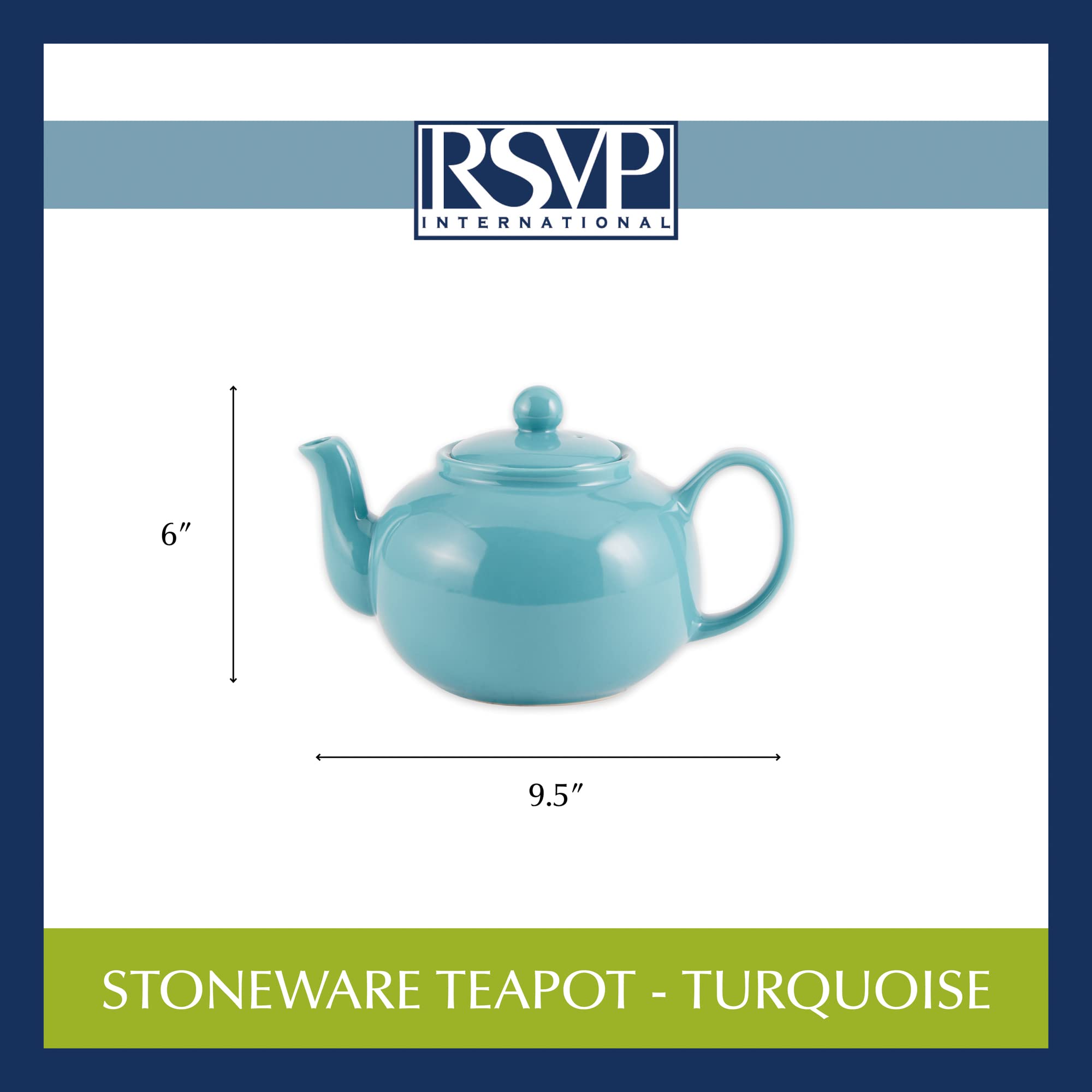 RSVP International Stoneware Teapot  Turquoise