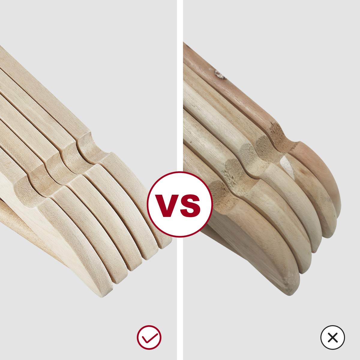 Elong Home Wooden Hangers, 30 Pack Slim Wood Coat Hangers With Extra Smooth Finish, Precisely Cut Notches And Chrome Swivel Hook