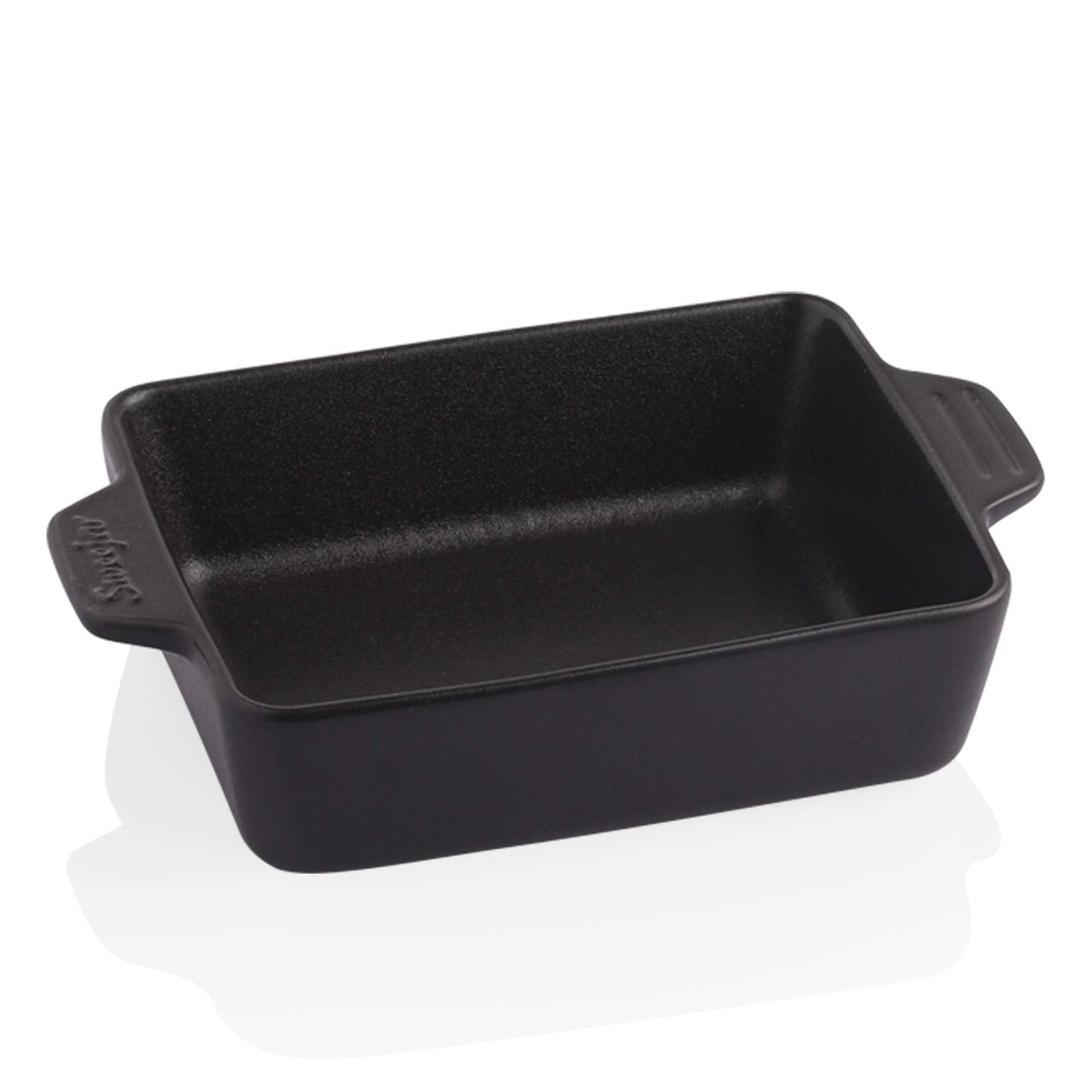 Sweejar Ceramic Baking Dish  Rectangular Small Baking Pan with Double Handles  22OZ for Cooking  Brownie  Kitchen  6.5 x 4.9 x 1.8 Inches(Black)