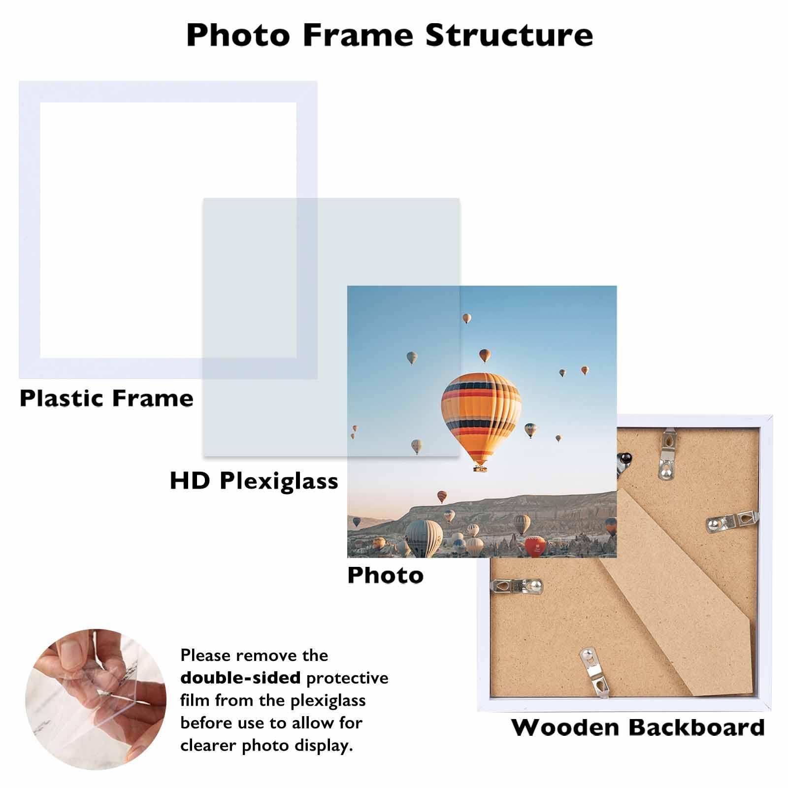 JCJMY 6x6 Picture Frame Set of 3 for Wall Hanging or Tabletop, 6 x 6 Square Wall Gallery Poster Photo Frame with Shatter Resista