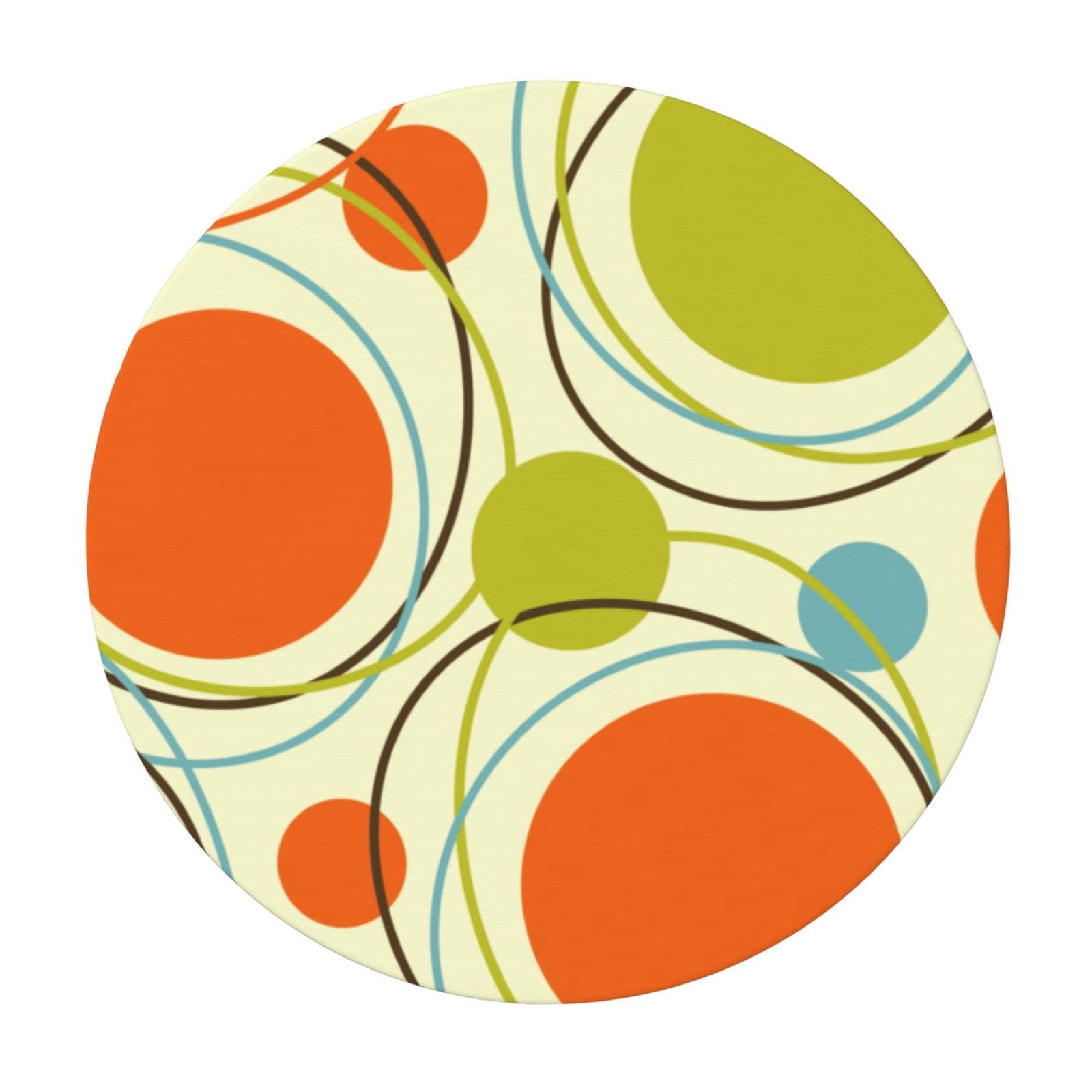Kuoaicy Retro Abstract Mid Century Round Tablecloth Elastic Fitted Table Cover Washable Elastic Edge Tablecloths For Kitchen Din