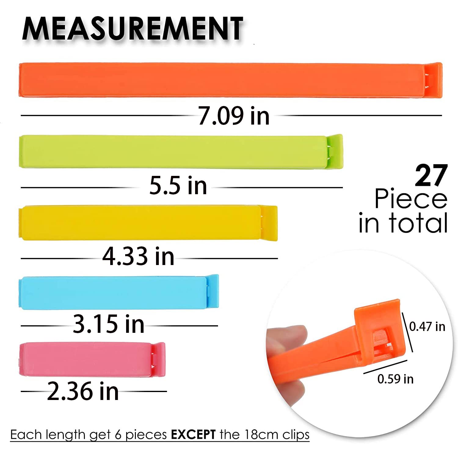 Foimas Food Bag Sealing Clips,27Pcs Assorted Size Plastic Bag Sealing Clips For Snack Coffee Potato Chip Food Storage Bag