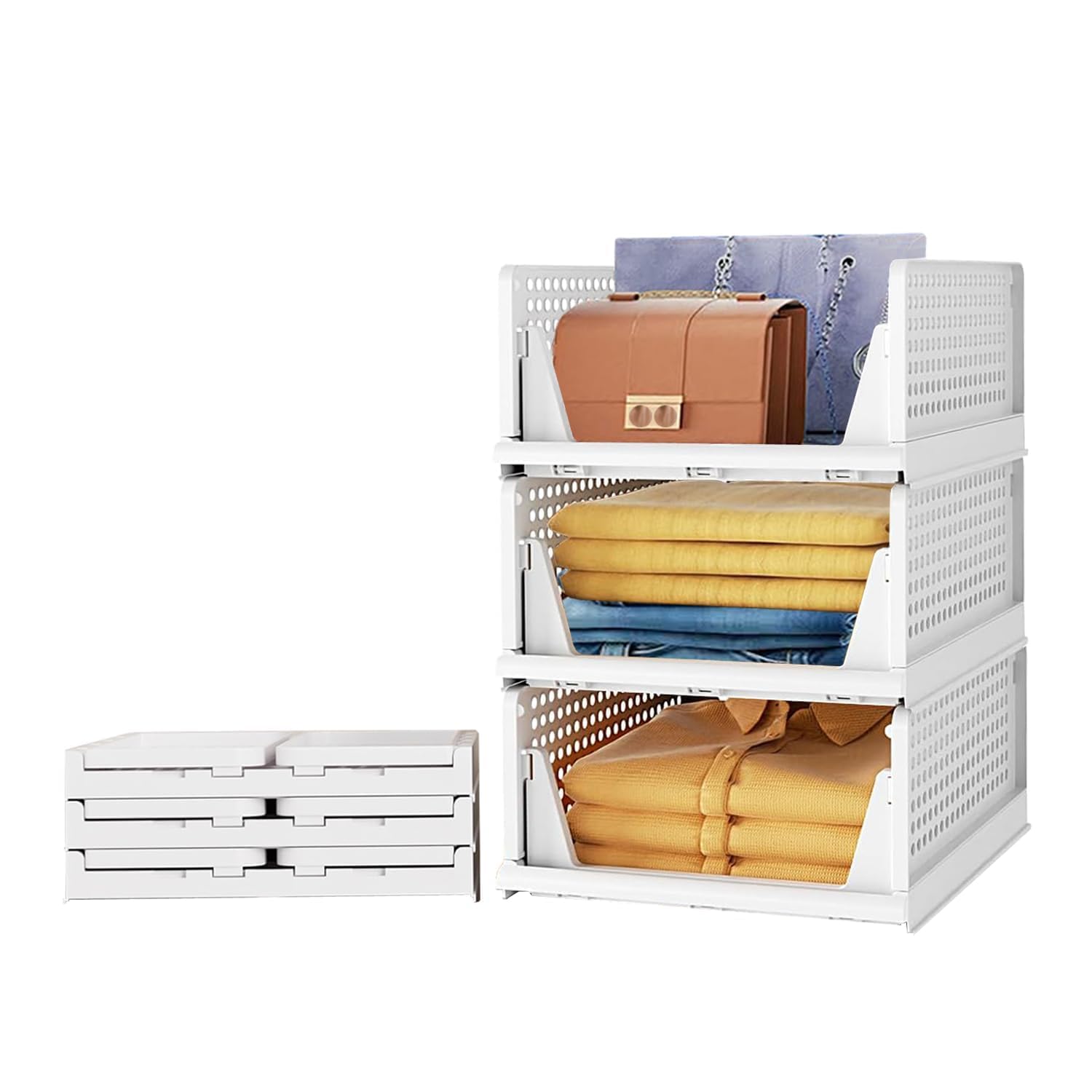 UMax Wardrobe Cloth Organizer For Storage | Cupboard Organizer Rack For Clothes Storage | Foldable & Stackable Organiser For Sh