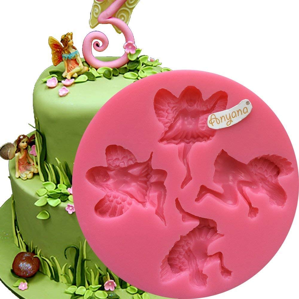 Anyana 4 Fairy Wizard Angel Angelic Cherub Silicone Mould Gnome Cake Fondant Gum Paste Mold For Sugar Paste Forest Cupcake Decor