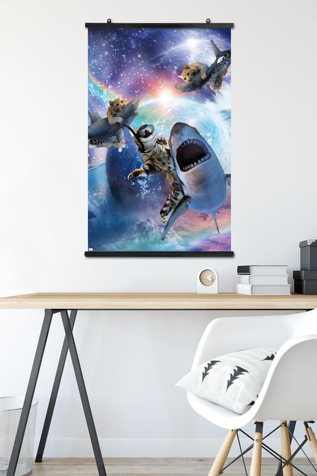 Trends International James Booker - Galaxy Cat Sharks Wall Poster