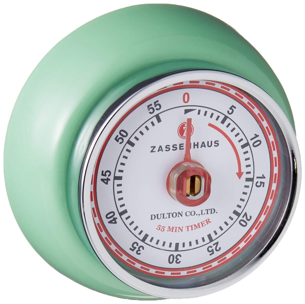 Zassenhaus Magnetic Retro Kitchen Timer, Classic Mechanical Cooking Timer (Mint Green)