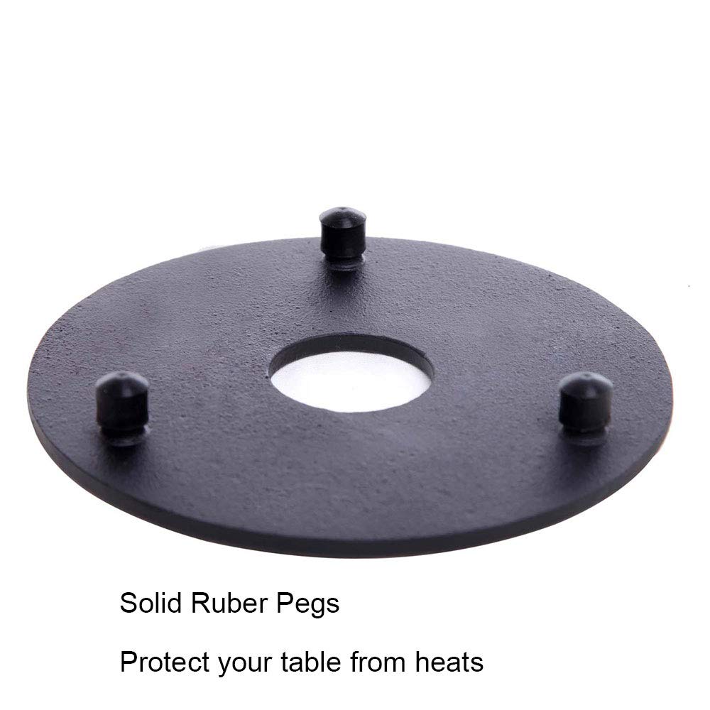 Hwagui - Black Cast Iron Teapot Trivet With Rubber Pegs For Kitchen Or Dining Table, 5.5 Inch Diameter