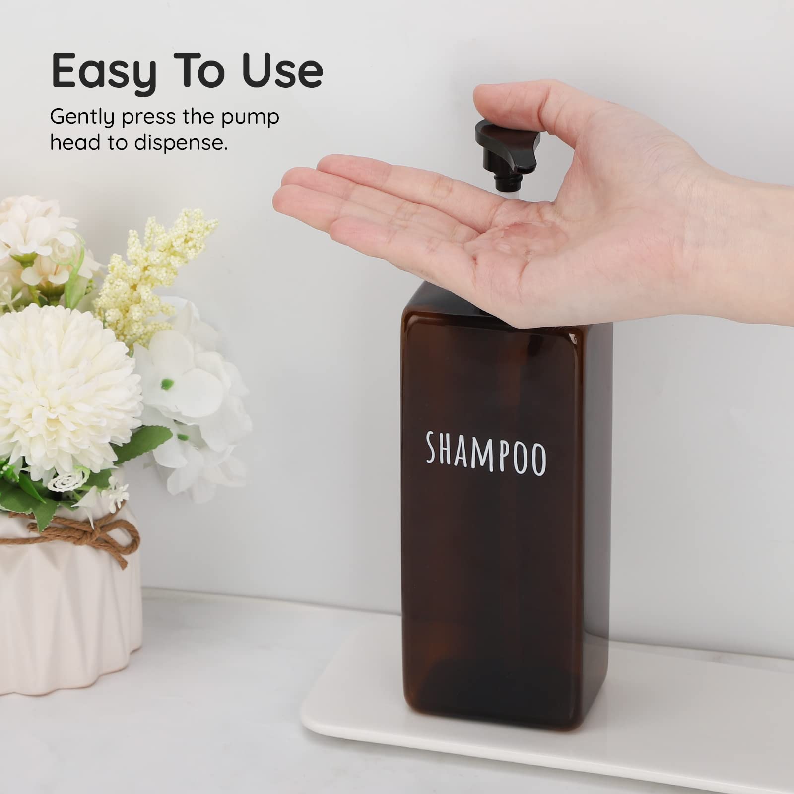 Segbeauty Shampoo And Conditioner Dispenser, 3 Packs 16.9Oz Refillable Bathroom Soap Dispenser Set, 500Ml Plastic Square Shower