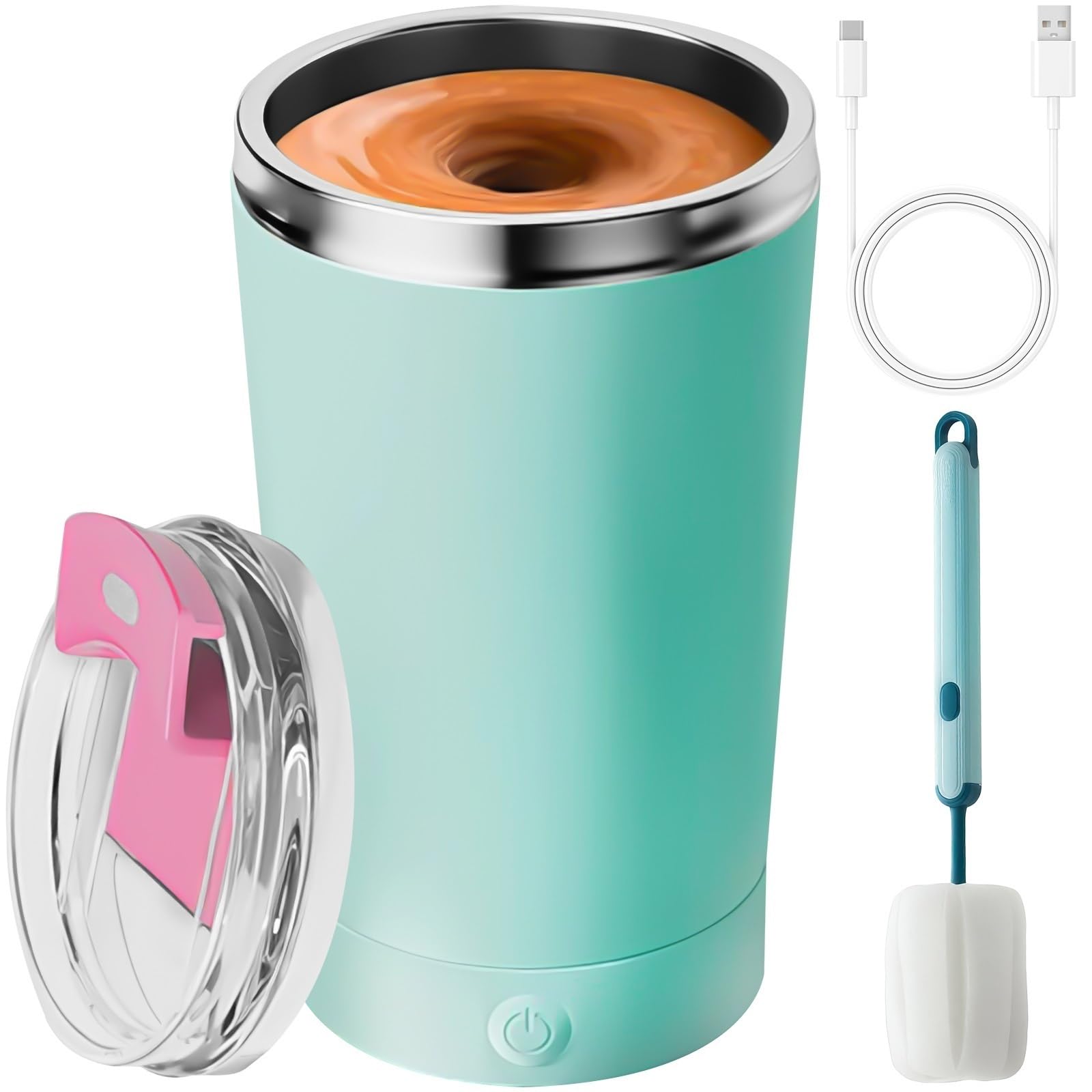 Self Stirring Mug With Lid 13.5 Oz Electric High Speed Mixing Cup 400Ml Rechargeable Automatic Stirring Coffee Mixer Cup(Color:G