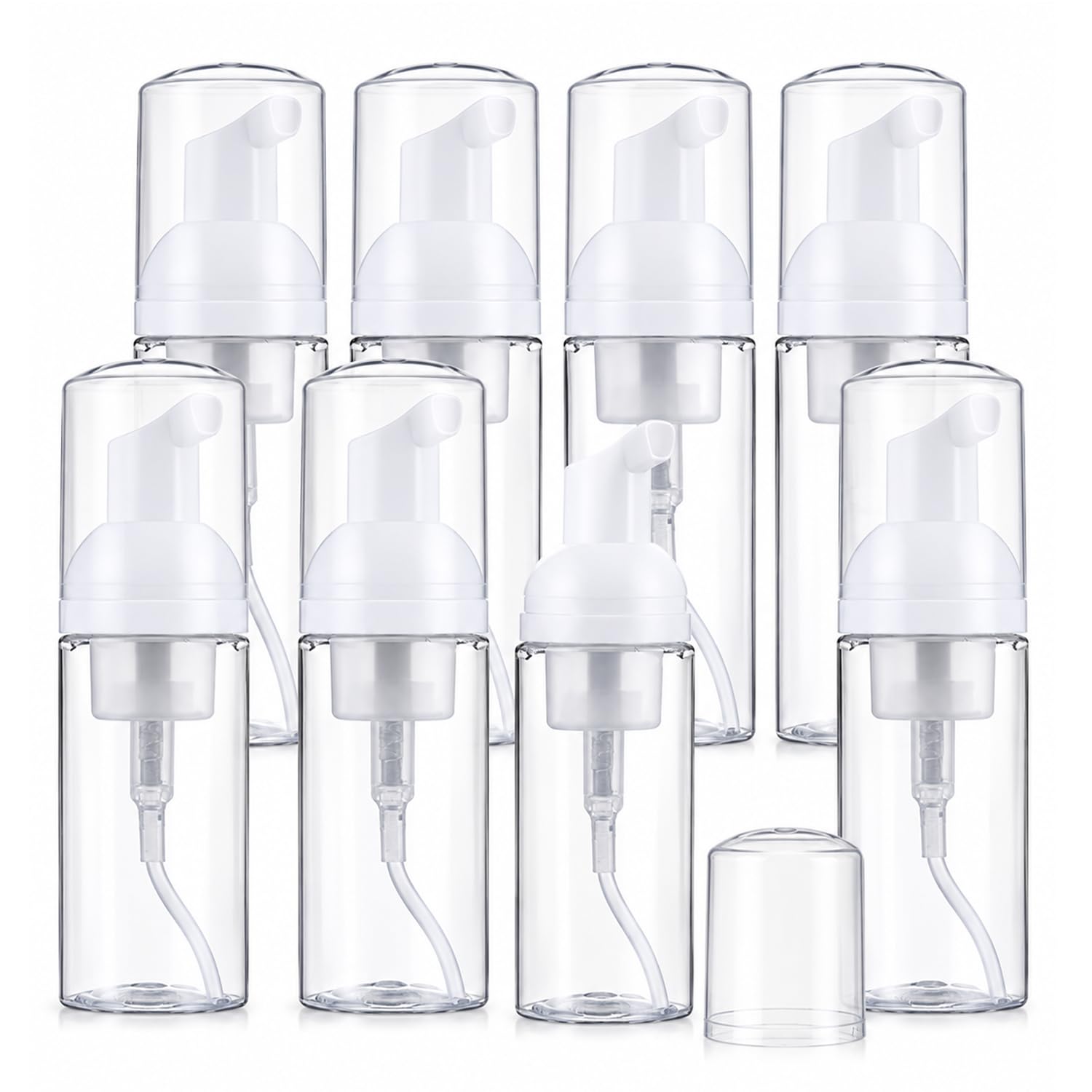8Packs 50ml/1.67Oz Empty Foam Pump Bottle Refillable Travel Foaming Dispenser Clear Plastic Soap Dispenser Mini Pump Containers 