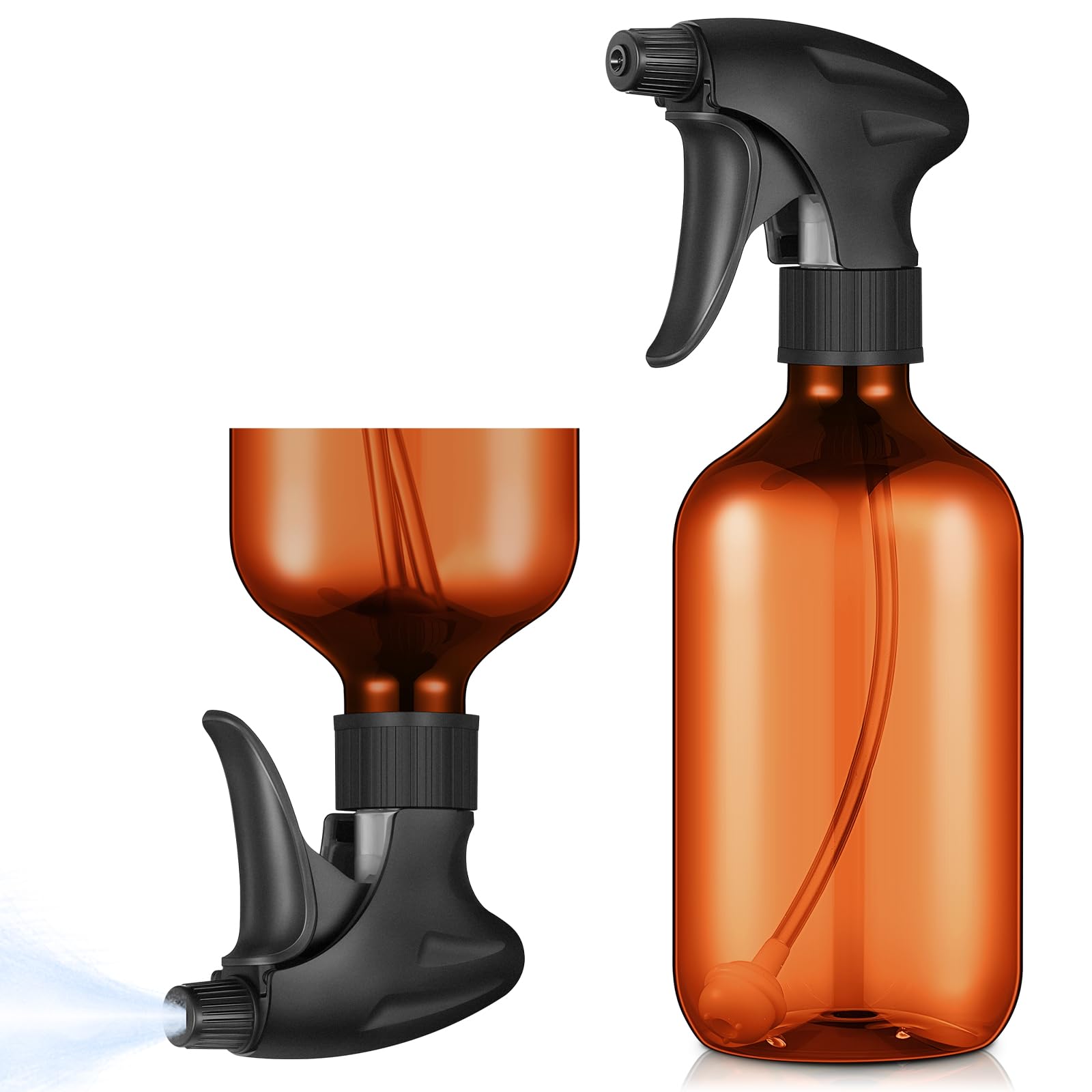 Honeydak 2 Pcs 360 Spray Bottle, 16 Oz/ 500 Ml Plastic Upside Down Spray Bottles For Cleaning, Plants, Hair Water, With Nozzle W