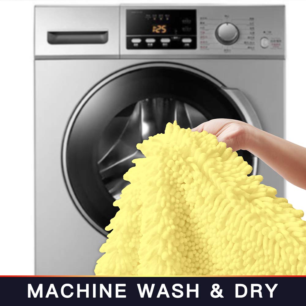Walensee Large Bathroom Rug Non Slip Bath Mat (72X24 Inch Yellow) Water Absorbent Super Soft Shaggy Chenille Machine Washable Dr