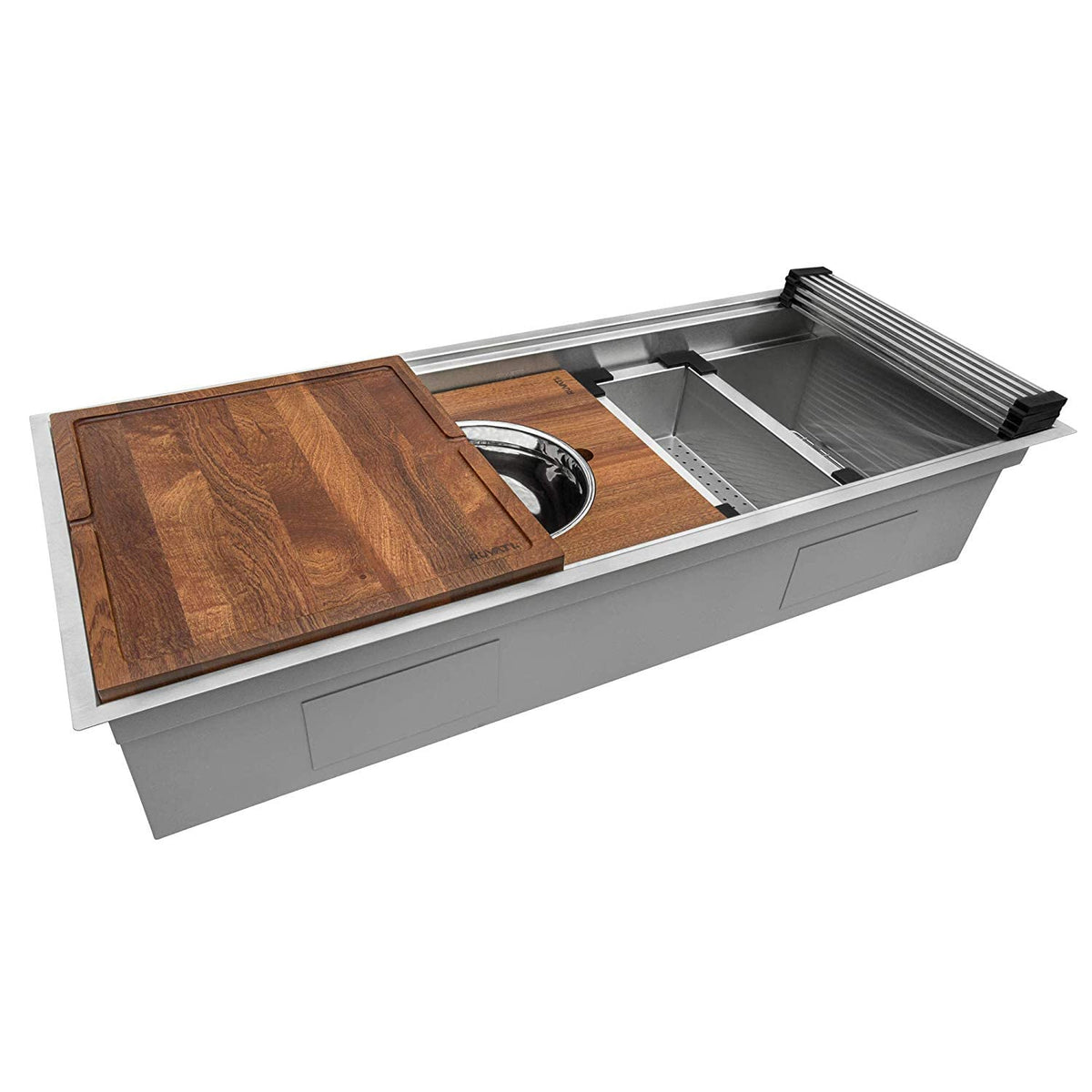 Ruvati 57-Inch Workstation Ledge Kitchen Sink Undermount 16 Gauge Stainless Steel - Rvh8555