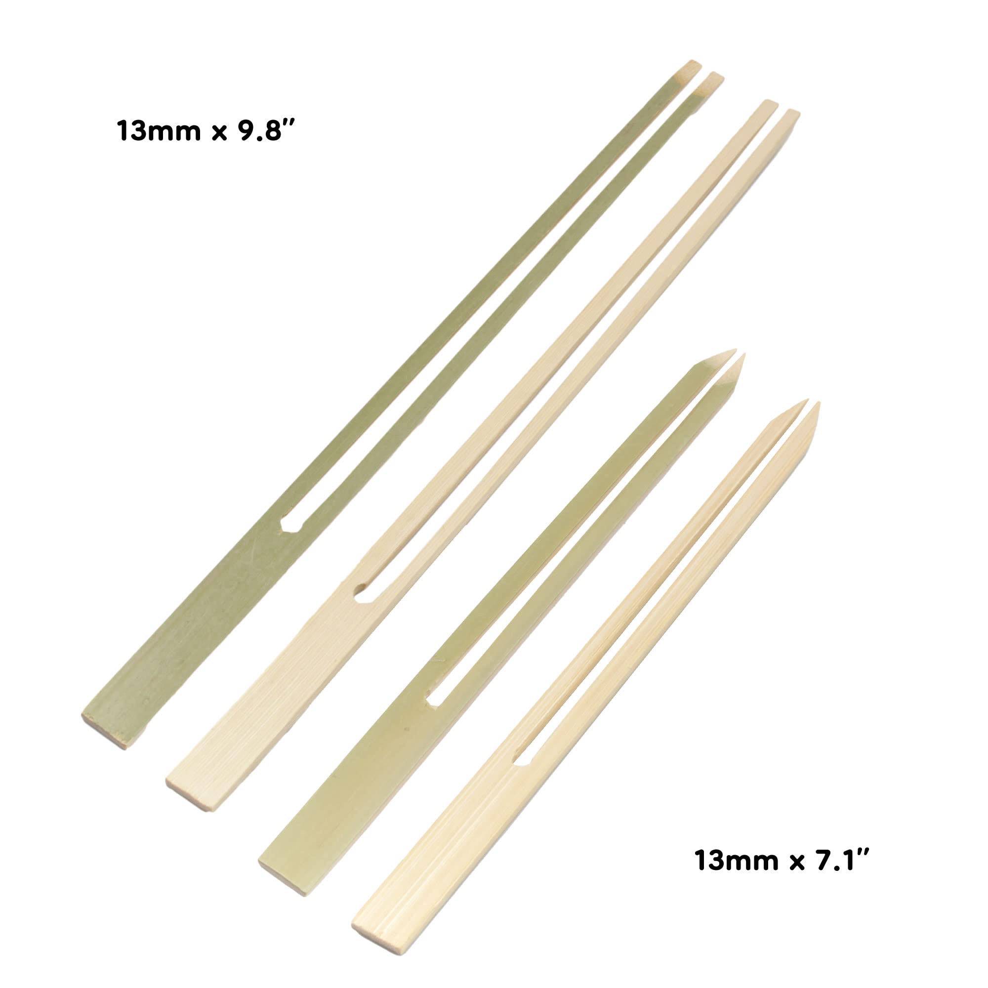 Bamboomn 13Mm Wide Bamboo Double Prong Fondue Sticks Barbecue Grilling Kabob Skewers, 9.8'' Long, 100 Pieces