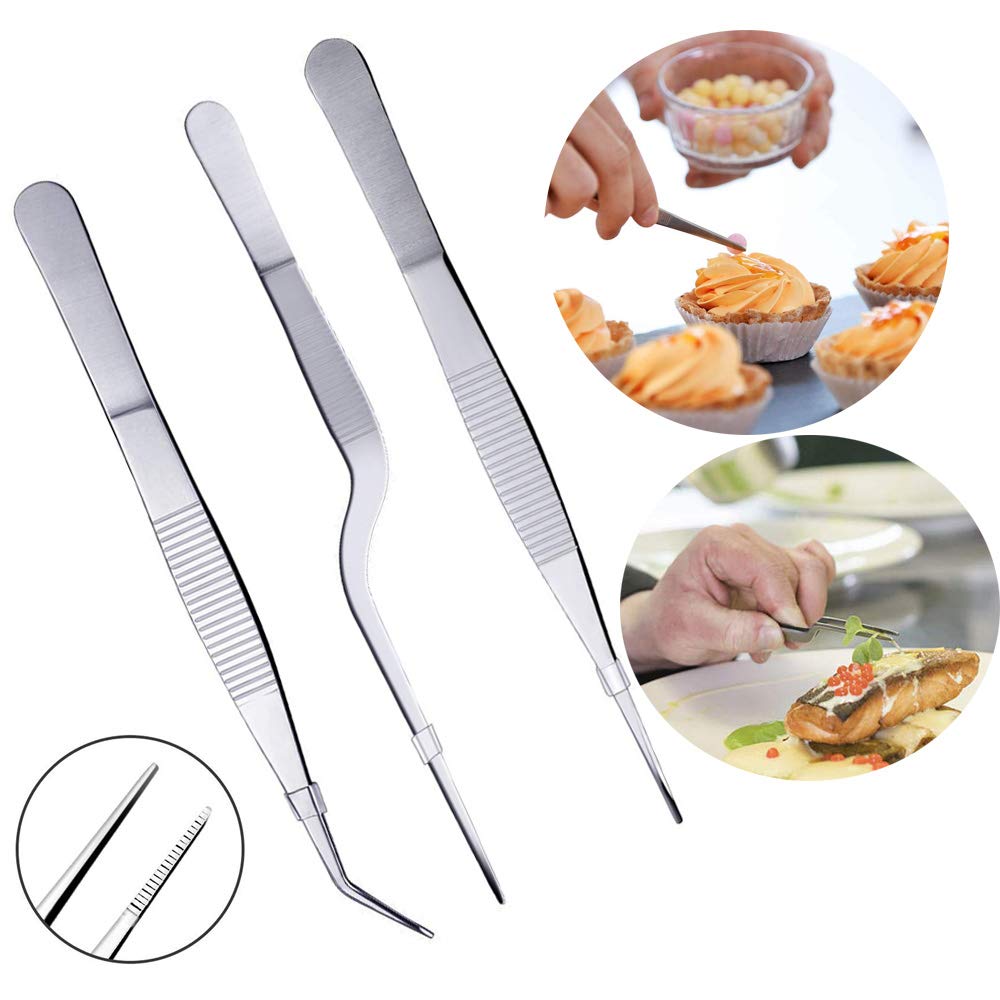 Set Of 7 Culinary Specialty Tools, Professional Chef Plating Decorating Kit, Stainless Steel, Tunan Cooking Tweezers Precision T