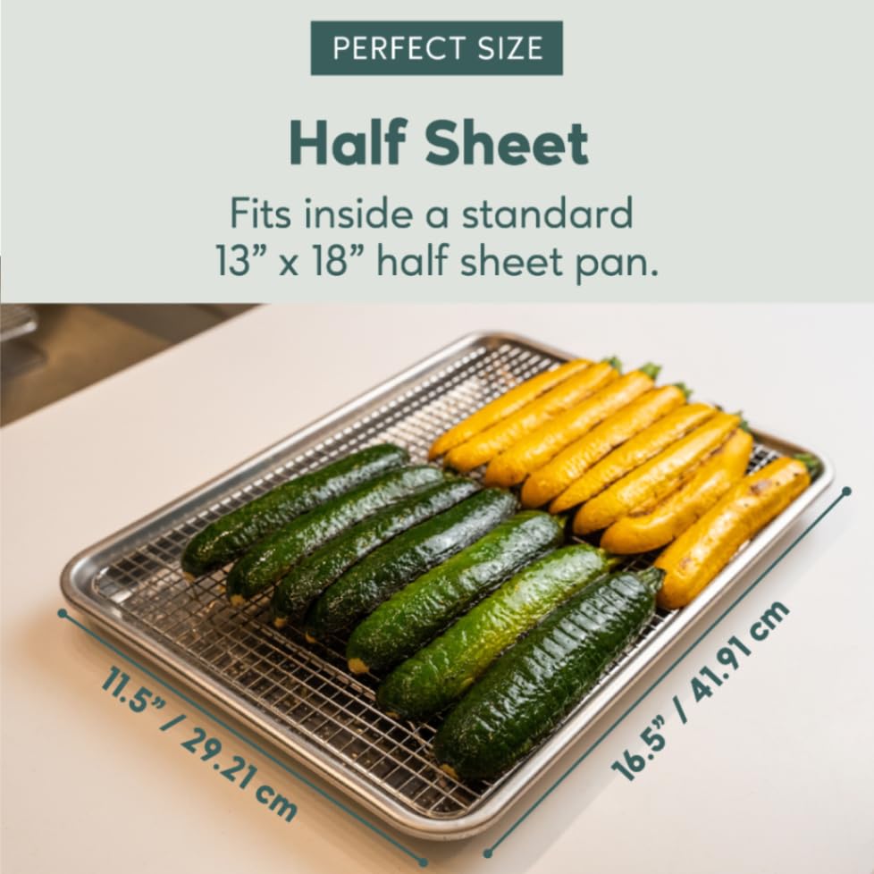 Ultra Cuisine Oven-Safe, Dishwasher-Safe 100% Stainless Steel Cooling And Baking Rack Set Heavy Duty Tight-Wire - 11.5 X 16.5-In