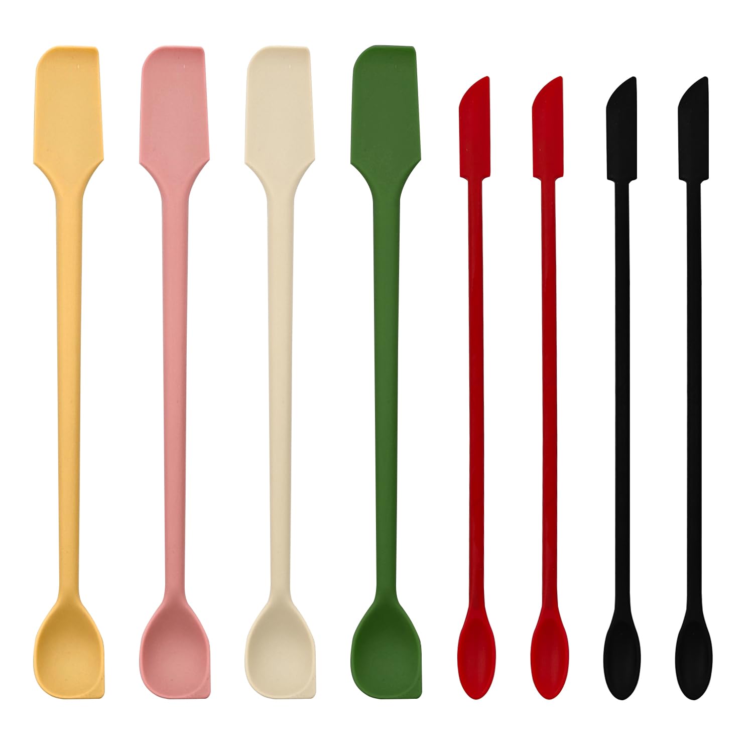 8PCS Silicone Spatulas Set Reusable Stirrer Dual Sided Jar Scraper Mini Makeup Scrapers Small Stirring Spoon for Scooping Jam Co