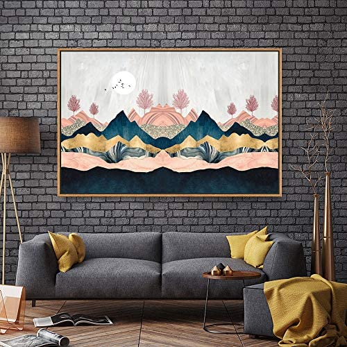 Signford Framed Canvas Wall Art Home Artwork Decoration Abstract Mountain Nature Scenery Canvas Wall Art For Living Room, Bedroo