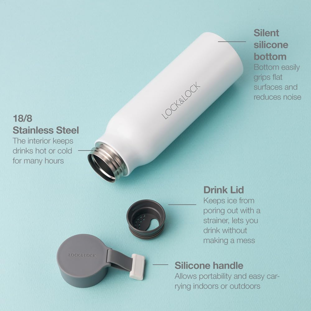 Lock & Lock Locknlock Name Stainless Steel Vacuum Insulated Thermal Travel Mug 17Oz White, 17 Oz