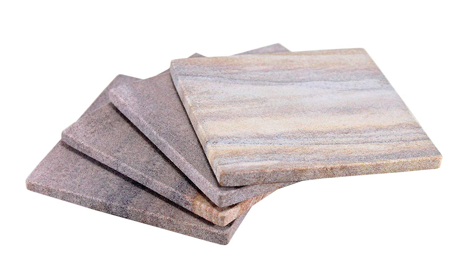 Kleo Coaster Set Made Of Natural Rainbow Stone - Natural Water Absorbent, Unique Table Coaster Set (Square)