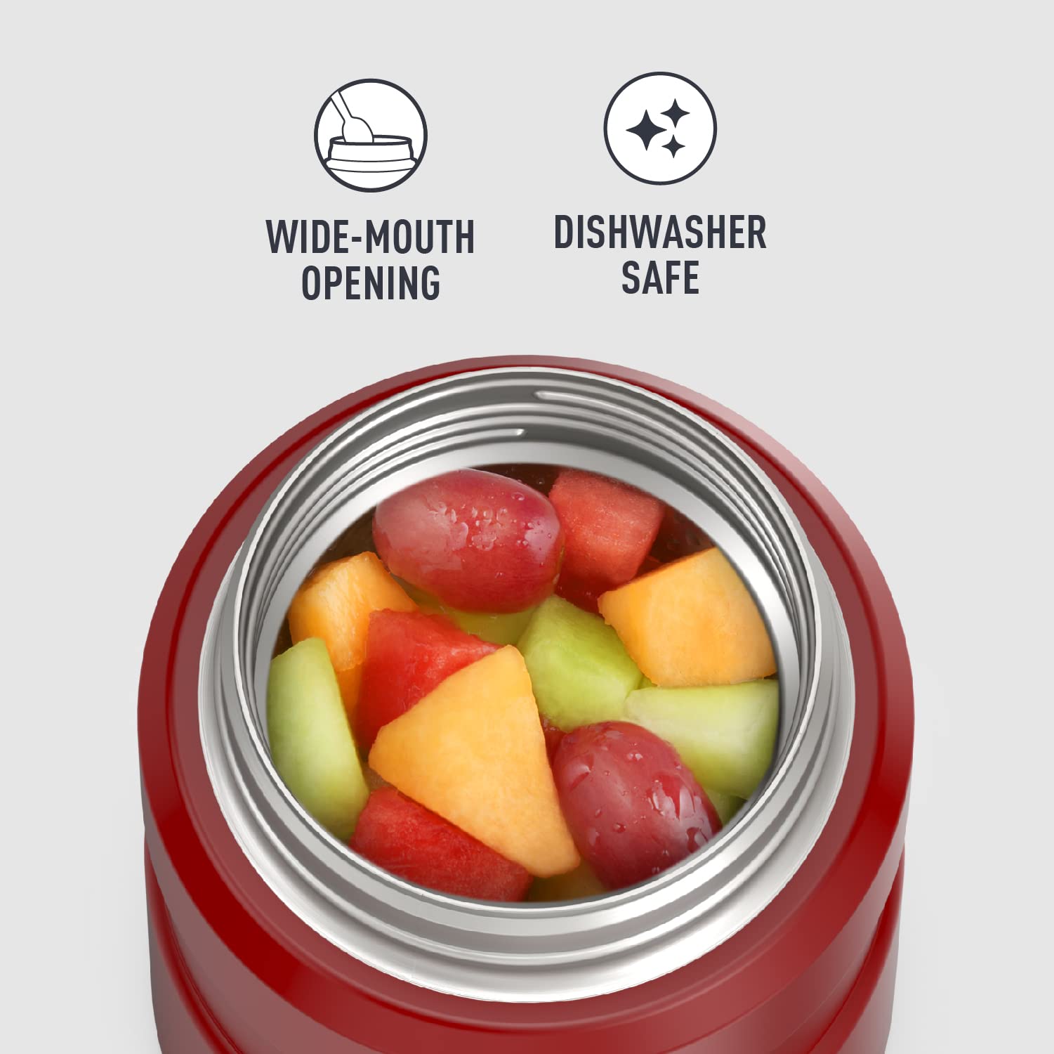 Thermos Stainless King Vacuum-Insulated Food Jar With Spoon, 16 Ounce, Rustic Red