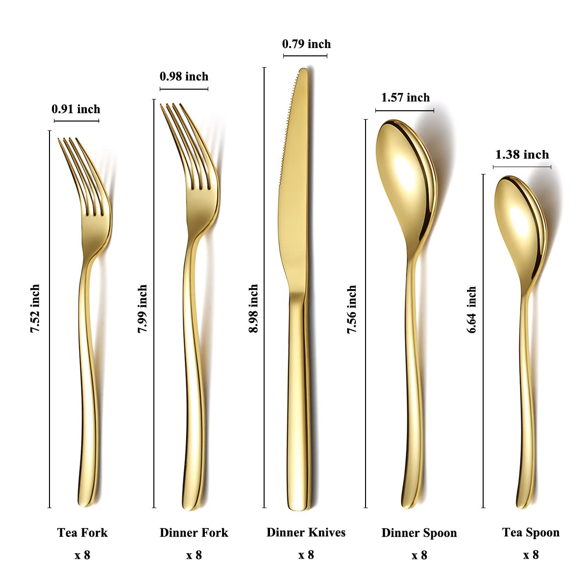 Homquen 40-Piece Gold Silverware Set, Gold Flatware Set For 8, Stainless Steel Tableware Cutlery Set, Utensil Sets For Kitchen,