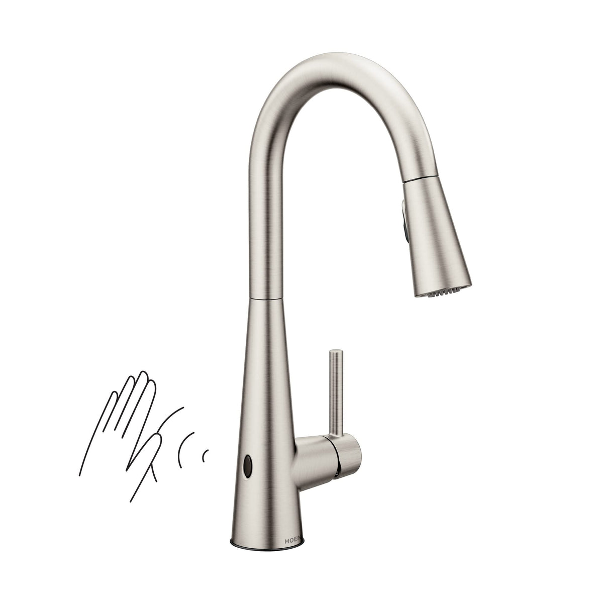 Moen Sleek Spot Resist Stainless Motionsense Wave Sensor Touchless One-Handle High Arc Pulldown Modern Kitchen Faucet Featuring