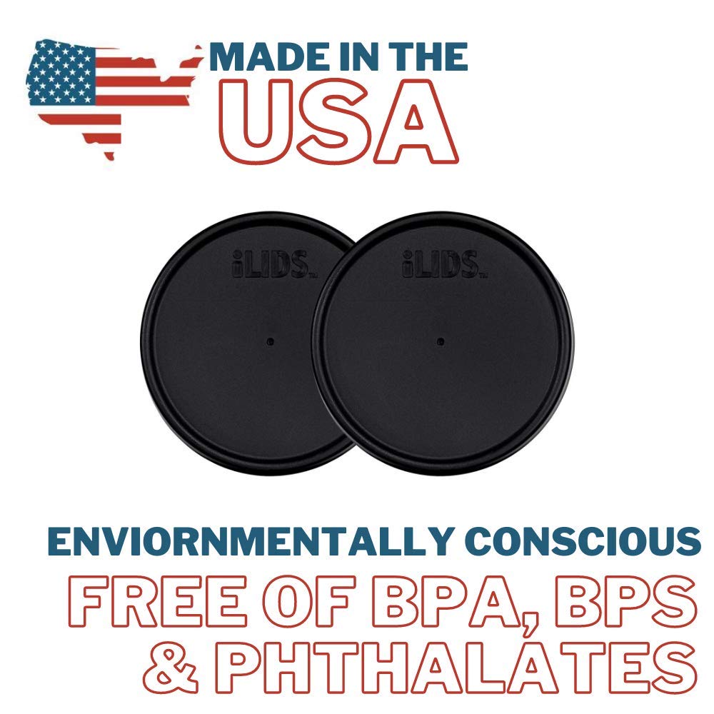 Ilids Mason Jar Storage Lid, Wide Mouth, Black, Pack Of 2